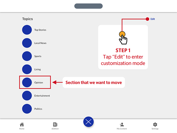 PASO 1: Toca “Editar” para ingresar al modo de personalización.